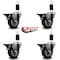Service Caster 3.5'' Maroon Poly Swivel 1-3/8'' Expanding Stem Caster Set with Brake, 4PK SCC-EX20S3514-PPUB-MRN-PLB-138-4 - alternate 2